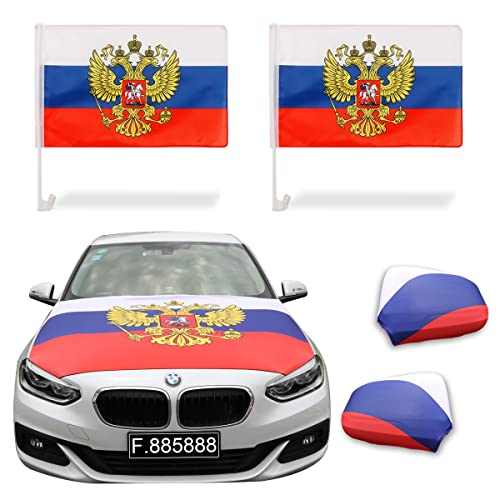 Sonia Originelli AUT-Fan-Paket EM Russland Russia Fußball Flaggen Außenspiegel 3D Magnet Motorhaubenüberzug Größe Fan-Set-10-XL