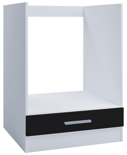 Kontor-Hermsen Ofenschrank für Einbauherd 60cm schwarz Unterschrank Backofen mit Schublade