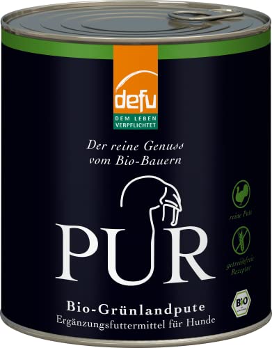 defu Hund | PUR Bio Grünlandpute | Premium Bio Hundefutter | Ergänzungsfuttermittel Nassfutter für Hunde (6x800g)