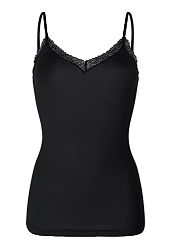 HUBER Damen Soft Comfort Spaghettishirt Unterhemd, Schwarz (schwarz 7665), (Herstellergröße:42)
