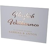 Goodtimes Willkommensschild Hochzeit mit persönlichen Namen & Datum 42x30 Rosé Gold