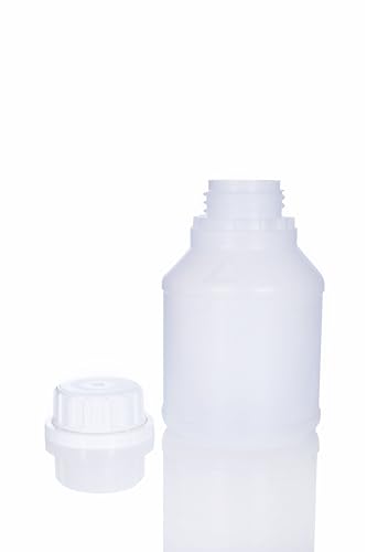 BenBow HDPE Kunststoffflasche 25x 250ml mit Schraubverschluss und Skala für sichere Aufbewahrung von Flüssigkeiten und Chemikalien - ideal für Haushalt, Labor und Industrie