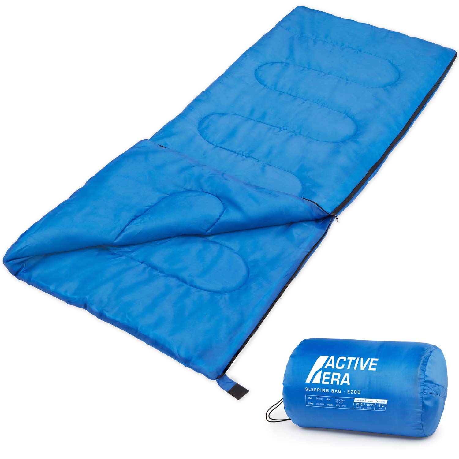 Active Era Deckenschlafsack - Sleeping Bag, -3°C bis 15°C Sommer, Frühling, Herbst - Leichter Schlafsack Outdoor und Indoor - Blau