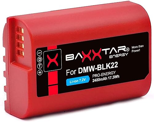 Baxxtar Pro DC-GH6 NTC Akku DMW-BLK22 DMW-BLK22-E (2400mAh) - optimiert für Lumix DC-GH6 mit aktivem NTC Sensor