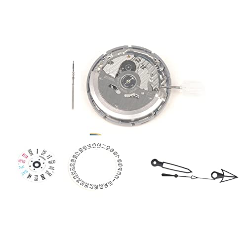 Gotoger NH36/NH36A-Uhrwerk mit Stahlstiel + Wochenzifferblatt + Kalender-Zifferblatt + mechanisches Uhrwerk mit Nadel, silber
