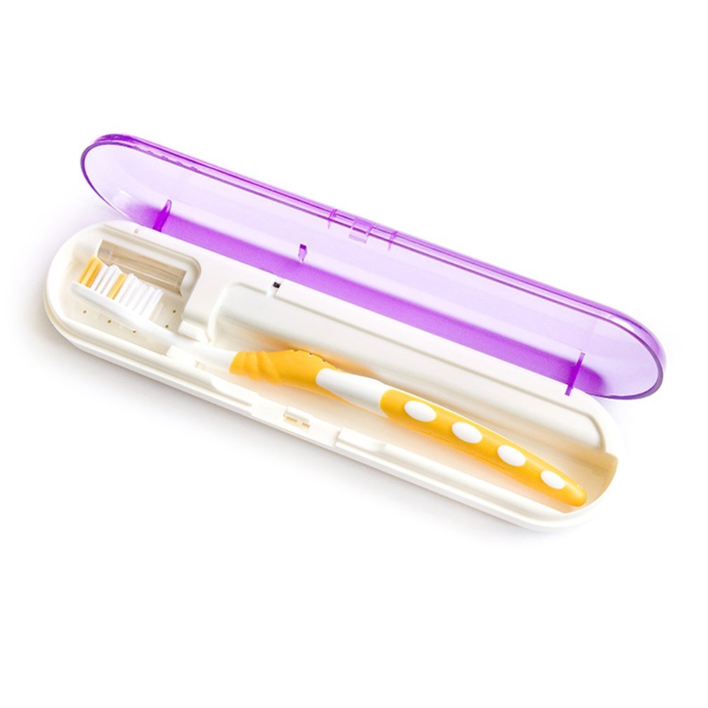 Tragbarer UV-Sterilisator Sanitizer Zahnbürstenkoffer Box Zahnbürstenhalter Reise Zahnbürsten Desinfektionsmittel Toothbrush Sterilization Box Sterilisation 99,9% Prävention von Infektionen(Lila)