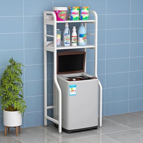 Toilettenregal Waschmaschinen-Aufbewahrungsregal Platzsparende Regaleinheiten, Organisation der Waschküche, for Badezimmer, Schlafzimmer, Balkon (Farbe: Weiß + Schwarz) (Color : White)