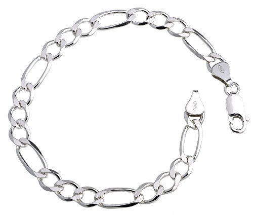 Figarokette Armband 6,5mm - Länge 16cm, 925 Silber