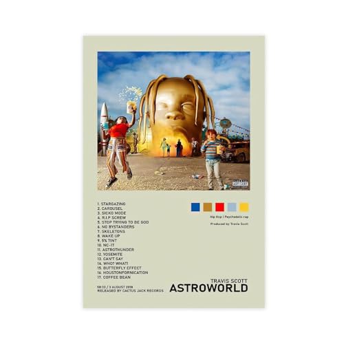 Astroworld Travis Scott Album Cover Poster, Leinwand, Poster, Schlafzimmer, Dekoration, Sport, Landschaft, Büro, Raumdekoration, Geschenk, ungerahmt, 60 x 90 cm