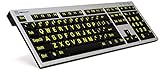 LogicKeyboard LKB-LPRNTYB-AJPU-FR Tastatur, XL-Print Slim Alu Yellow on (PC) Silber/Schwarz/Gelb