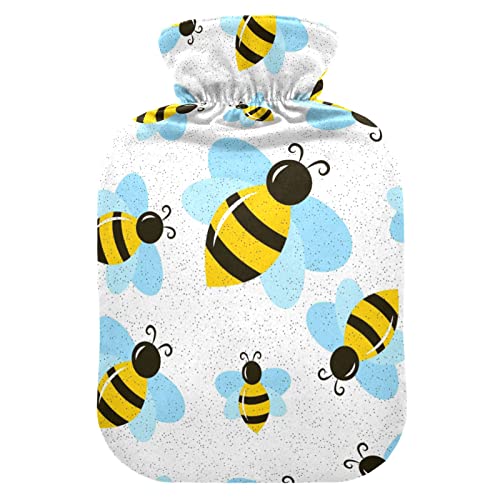 YOUJUNER Wärmflasche mit süßem Bienen-Muster-Bezug, 2 Liter, großer Wärmbeutel, warmer Komfort, Handfüße, Wärmer