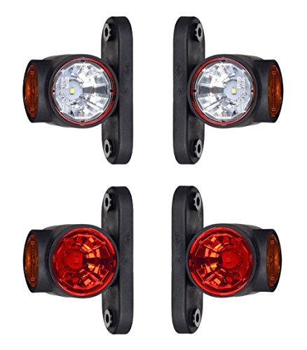 4 x LED Gummi Begrenzungsleuchte Seitenleuchte 12V 24V mit E-Prüfzeichen Positionsleuchte Auto LKW PKW KFZ Lampe Leuchte Licht Weiß Rot Orange