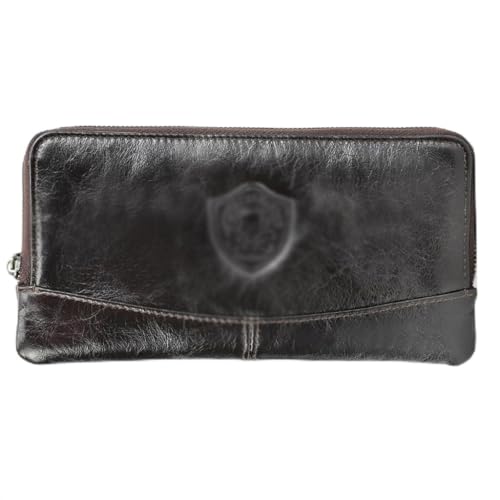 Lässige Geldbörse Kopf Rindsleder Damen Geldbörse Lange Reißverschluss Geldbörse Erwachsene Jugend Familie Freunde Retro Clutch