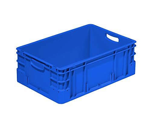 Stapelbehälter im Euroformat 600x400x220 mm | Eurobehälter | Stapelbox | Transportkiste | Transportbehälter | Premium-Qualität Made in Germany Farbe blau