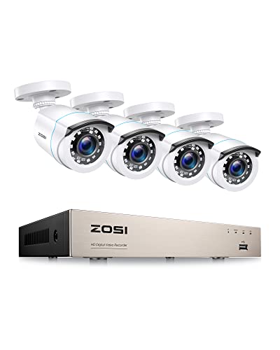 ZOSI CCTV 4CH 1080P HD Video Überwachungssystem 4CH HDMI DVR Recorder plus 4 Außen 2.0MP Überwachungskamera Set onhe HDD, 20M IR Nachtsicht, Wetterfest