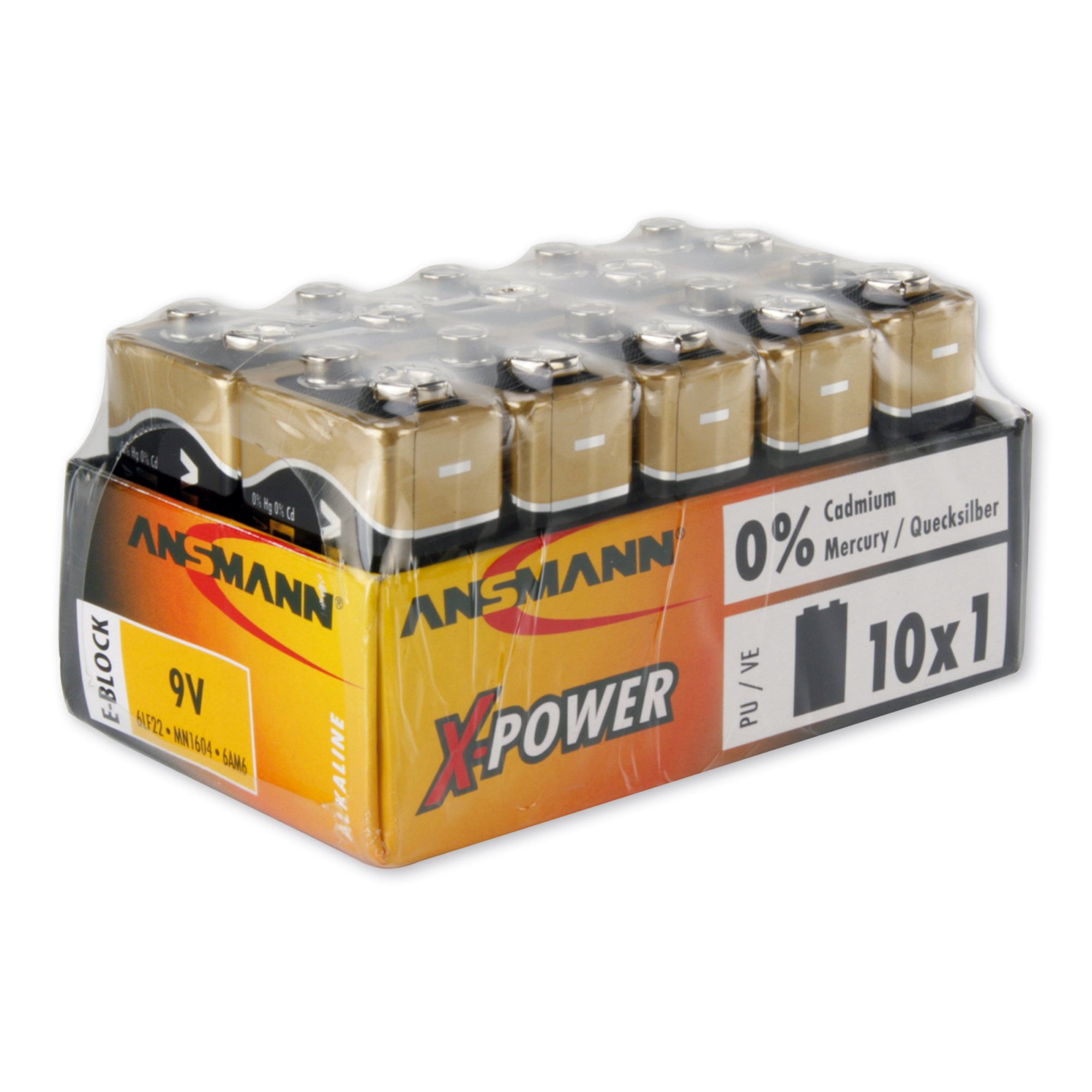 Ansmann 5015711 Alkaline Batterie X-Power,9V E-Block, 10er Display