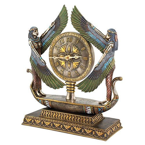 Design Toscano Die Flügel des Ibis, Ägyptisches Revival, Skulpturale Uhr