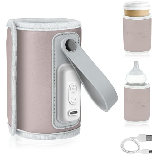 LIONELO Thermup Go Tragbarer Flaschenwärmer zur Temperaturerhaltung, USB-Ladefunktion, Erwärmung von Milch und Babynahrung, BPA FREE (PINK)