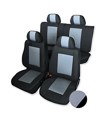 Schonbezüge Auto Sitzbezüge mit teilbarer Rücksitzbank Grau LUX Komplettsatz Hochwertig Polyester Neu