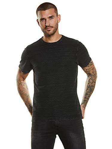emilio adani Herren T-Shirt strukturiert, 34310, Schwarz in Größe XL