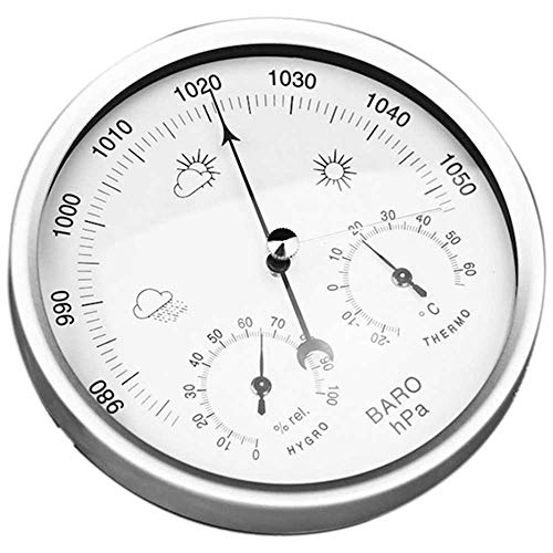 OGYCLVJV Traditionelles Barometer, Zifferblatttyp, Barometer, Barometer, Manometer, Wetterstation, Wandmontage, Thermometer, Hygrometer, Zuhause