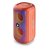 NGS ROLLER BEAST CORAL - Leistungsstarker 32W-Bluetooth-Lautsprecher mit TWA-Technologie, RGB-Lichtern, IPX5-Wasser- und Staubschutz, Mikrofon, Freisprechfunktion und bis zu 40 Stunden Akkulaufzeit, Farbe Koralle