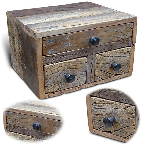LS-LebenStil Aufbwahrungsbox 30cm Recycelt Schubladenbox Vintage Holzbox Ordnungsbox