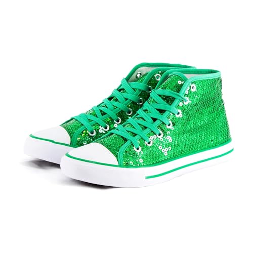 Party Factory Pailletten Schuhe, grün Glitzer, Größe 40, für Damen und Herren, Designer Turnschuhe, Sneaker für Karneval