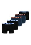 HEAD Herren Men's Basic Boxers Boxer Shorts 5 er Pack, Farbe:Black/Blue, Bekleidungsgröße:S