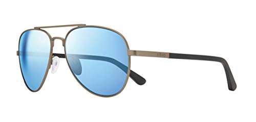 Revo Sonnenbrille Raconteur II: Polarisierte Gläser mit Pilotenrahmen aus Metall, Rahmen aus mattem Gunmetal mit blauem Wasserglas