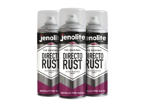 JENOLITE Directorust Metallic Pink Gloss Sprühfarbe – Direkt auf Rost auftragen – Grundierung, Unterlack und Decklack – 3 x 400 ml