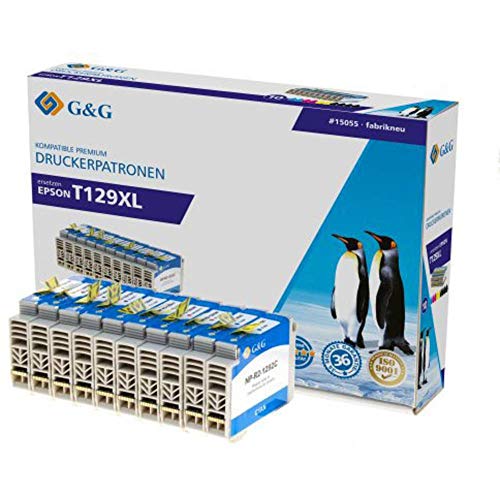 G&G Tinte ersetzt Epson T1291, T1292, T1293, T1294, T1295 Kompatibel 10er-Pack Schwarz, Cyan, Magent