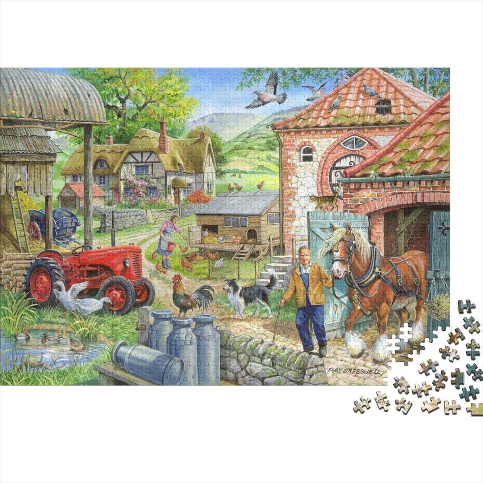Bauernhof-Tiere 1000 Teile Puzzles Für Erwachsene Und Kinder Ab 14 Jahren, Zeichentrickfilme Puzzle Motiven, Impossible Puzzle 1000pcs (75x50cm)