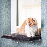 CanadianCat Company | Katzen Fensterliege Katzenbett Fensterbank Snuggly Place in anthrazit/dunkelgrau - Flauschiges Fensterbrett Katze waschbar | ca. 50 x 35 cm