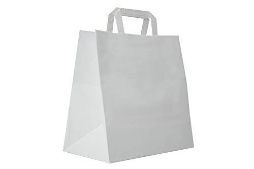 Carte Dozio Shopper aus Kraftstoff mit quadratischem Boden, Weiß, flacher Griff, f.to cm 32 + 22 x 34 cm, 50 Stück