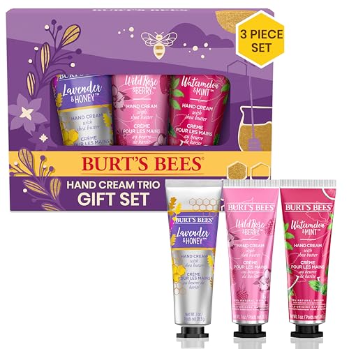 Burt's Bees Geschenkset | 3 Handcremes in Lavendel und Honig, Wildrose und Beere und Wassermelone und Minze | 3 x 28,3 g