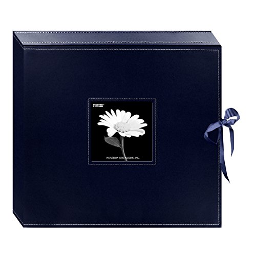 Pioneer Photo Albums Pioneer Aufbewahrungsbox für Erinnerungsstücke, 30,5 x 30,5 cm, 30,5 x 30,5 cm, Kunstleder mit eingesetztem Rahmen und Schleifenverschluss, Marineblau