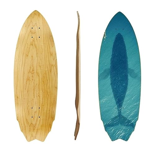 OSKOE Surfskate-Skateboard-Deck, 7-lagiges rein kanadisches Ahornholz, doppelt gewölbtes Skateboard-Board mit tiefem Fußraum (Farbe : Lone Whale)