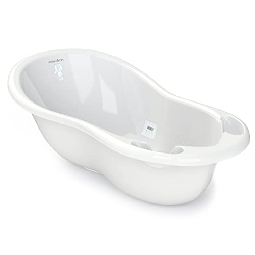 BABYLON Shuttle Badewanne Baby mit Badethermometer, Grosse Badewannen Zubehör 0-36 Monate, Babywanne, Mit Stöpsel, Weiss