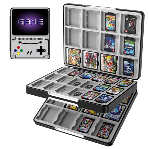 TiMOVO 80 Spielkarten Hülle für Switch OLED/Switch, 80 Fächer Switch Spielehalter für 24 3DS/3DSXL/DS/DSi Karten & 60 Switch & 36 SD Karten, 3 in 1 Tragbare Spiele Aufbewahrungsbox, Grau Spielkonsole