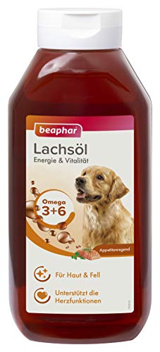 beaphar Lachsöl für Hunde und Katzen mit Omega-3 und Omega-6-Fettsäuren, ideal zum Barfen geeignet, 940 ml