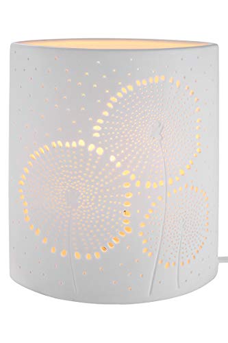 GILDE Lampe Pusteblume - aus Porzellan mit Lochmuster im Prickellook H 20 cm