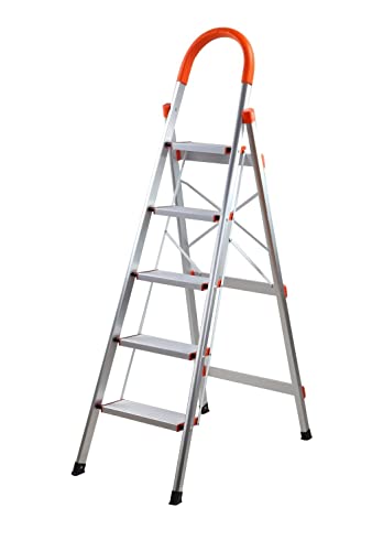 Treppe aus Aluminium, faltbar, 5 Stufen, Haushalts-Treppe