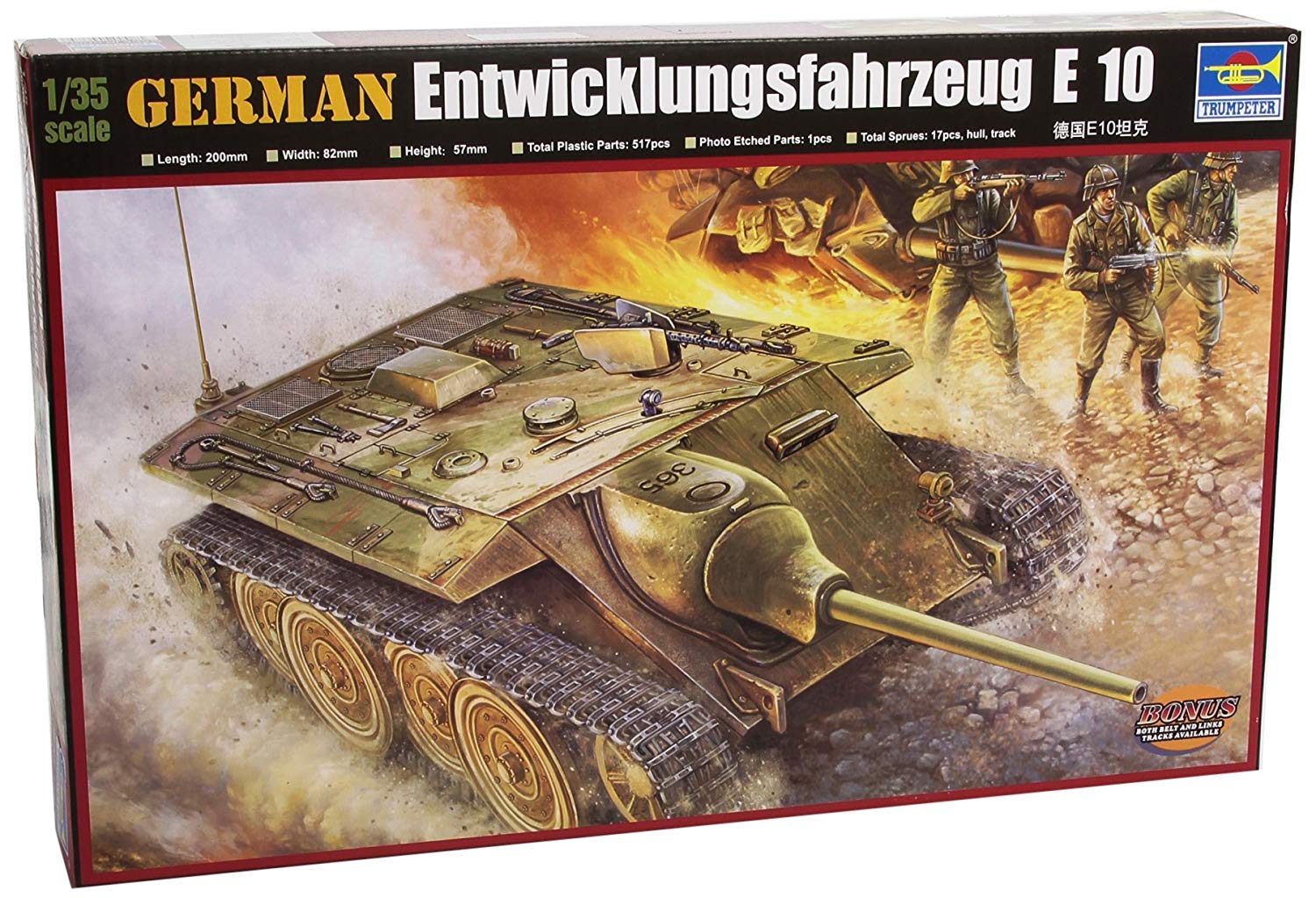 Trumpeter 9580208003856 385 Modellbausatz German E-10 Tank