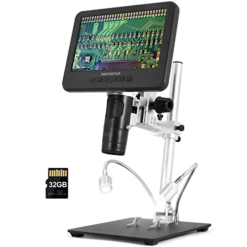 Andonstar AD246SM UHD 2160P HDMI Digitales Mikroskop für Erwachsene, mit 3 Objektiven, langer Objektabstand für PCB-Lötmikroskop, Münzmikroskop, biologische Mikroskop-Werkzeuge, mit 32G-Karte