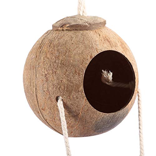 Yinuoday Vogelnesthütte Hölzerner Sittichkäfig Kokosnusshaut mit Leiter Vogelspielzeug Nymphensittichkäfig für Papageiensittich Lovebird Finken Kanarienvogel