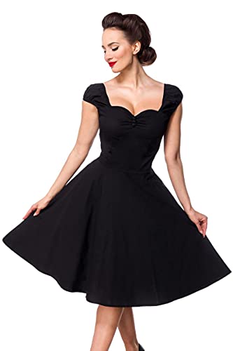 Belsira Vintage Kleid Frauen Mittellanges Kleid schwarz 3XL