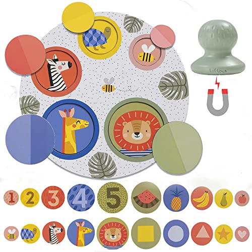 Taf Toys TAF12885 Peek-A-Boo Puzzle Sortierspiel Geschenkset 7 Wege inkl. Zauberfänger, 5 Magnete, 10 doppelseitige Lernkarten & EIN Spielbrett Geeignet für Jungen & Mädchen ab 18 Monaten
