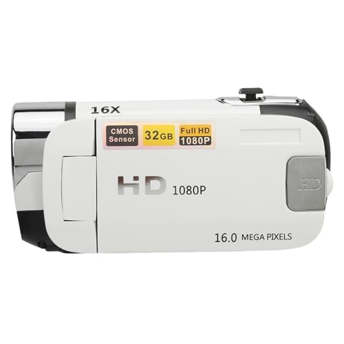 BROLEO Videorekorder, 16-facher Zoom, Digitalkamera mit 16 MP mit 1/4-Zoll-Gewindeloch für die Aufnahme des Wachstums des Babys (weiß)