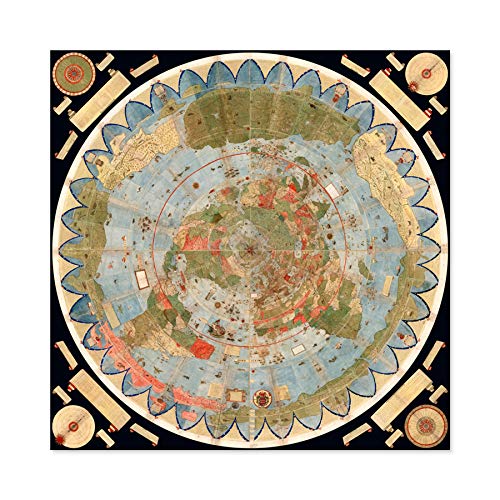 Map Monte 1587 Composite World Pictorial Chart Large Wall Art Poster Print Thick Paper 24X24 Inch Karte Welt Wand Poster drucken
